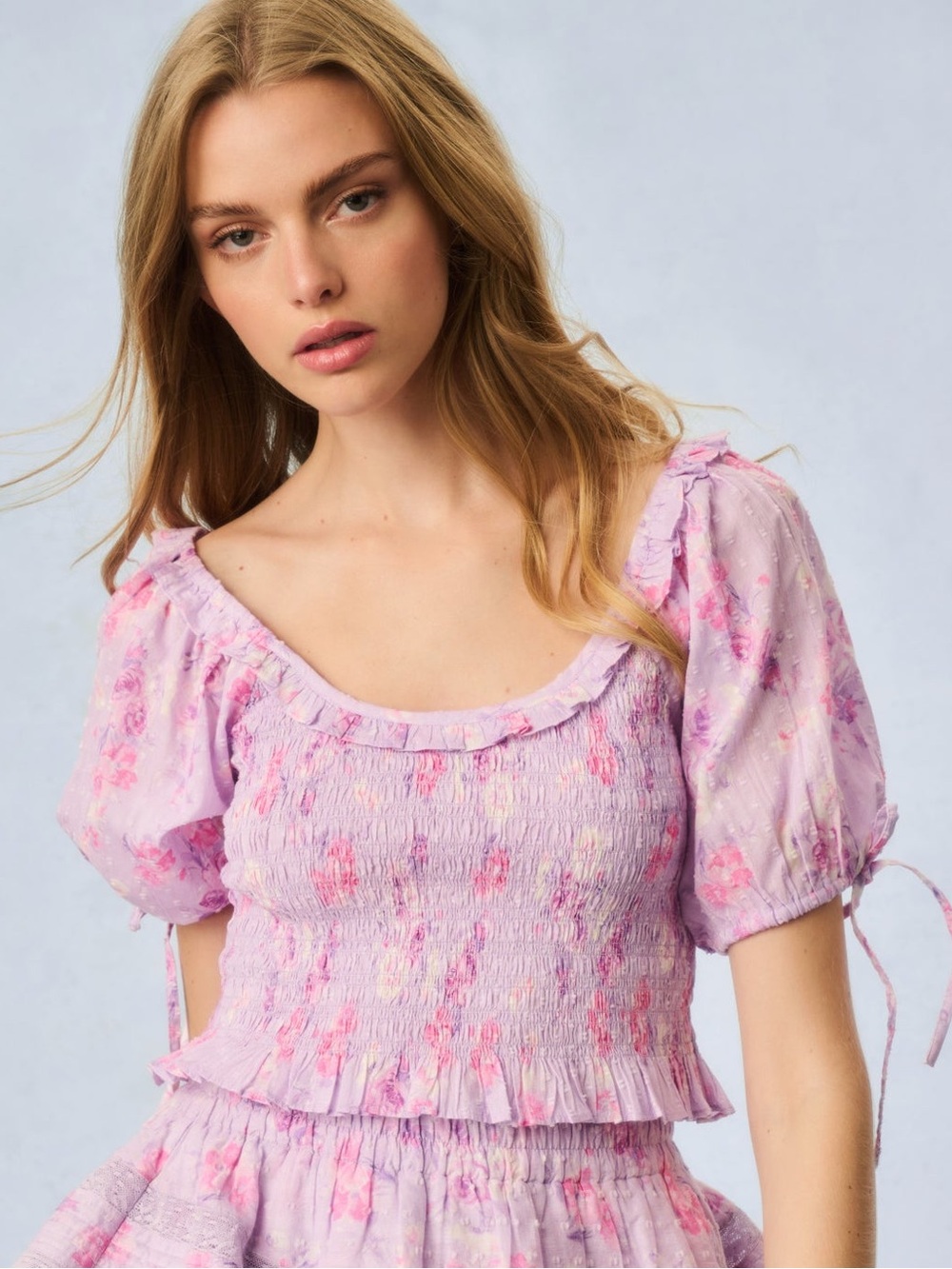 Love shack fancy Molly heirloom floral blouse top